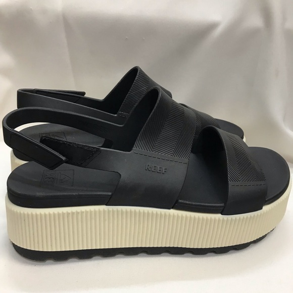 Reef Water Vista Higher Platform Sandals in Black  - Size 9 - Picture 1 of 10